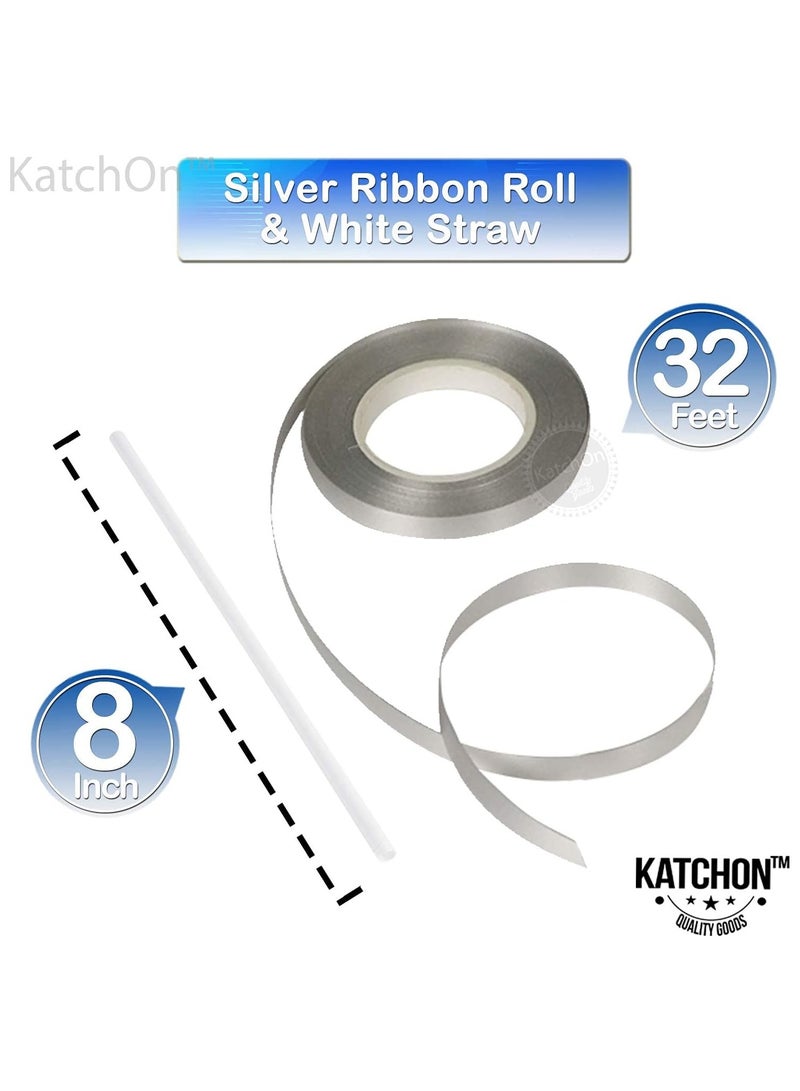 KATCHON Silver Number 1 and One Balloon with Latex Balloons Pack of 22 for First Birthday Decoration - Image 5